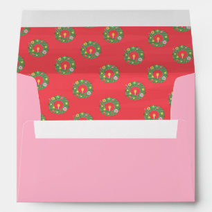 Christmas Wreath Pattern on Red Envelope