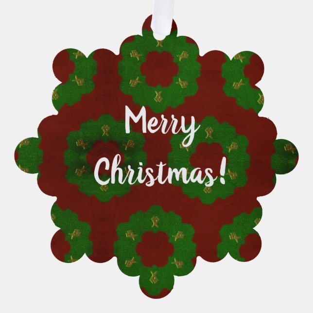 Christmas Wreath Pattern Ornament Card (Front)