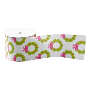 Christmas Wreath Pattern – Pink Bow Holiday Design Grosgrain Ribbon