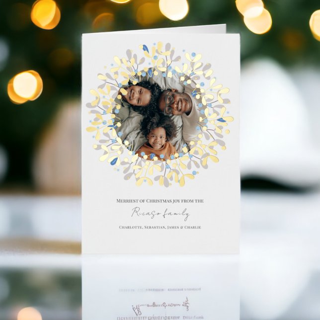  Christmas Wreath Personalized Photo Foil Holiday Card (Christmas Wreath Personalized Photo Foil Holiday Cards from Ricaso. Foil cards add photograph )