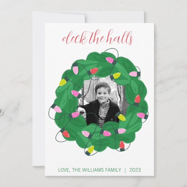 Christmas Wreath Photo Card (Front)