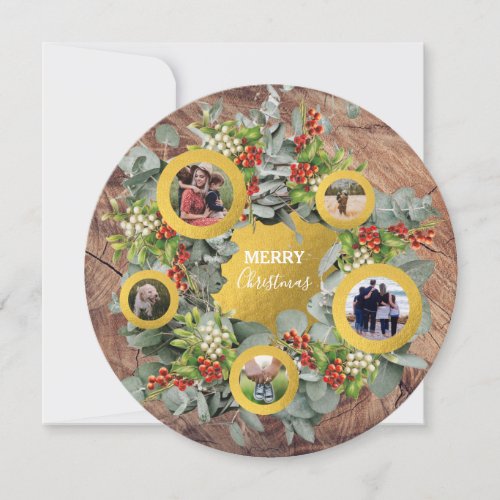 Christmas Wreath Photo Collage Holiday Card