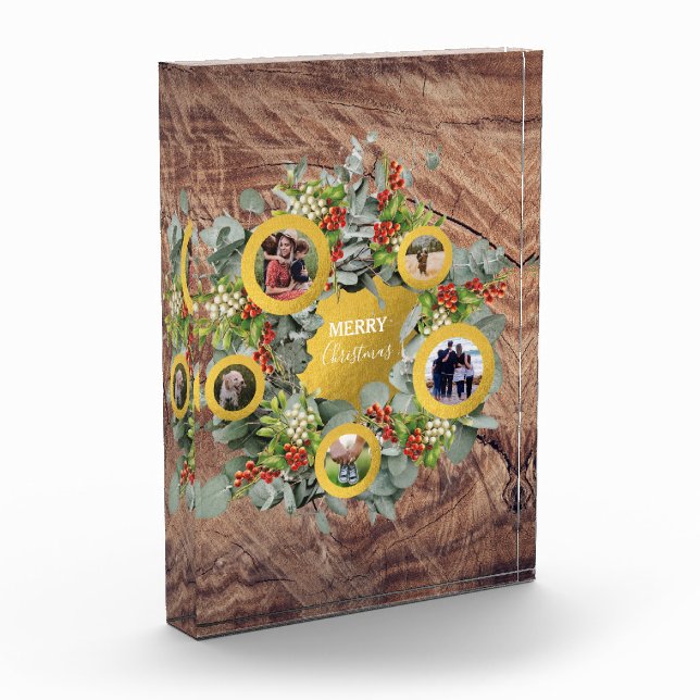 Christmas Wreath Photo Collage Holiday Photo Block (Left)