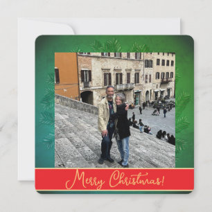 Christmas Wreath + Photo Flat Holiday Card