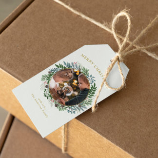 Christmas Wreath Photo Gift Tags