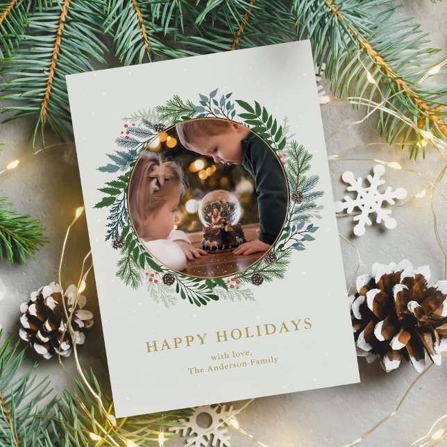 Christmas Wreath Photo Holiday Card (Creator Uploaded)