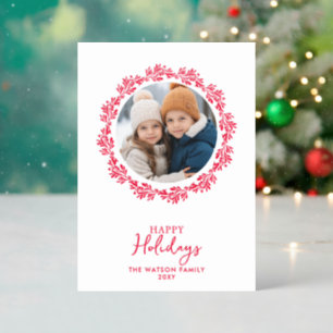 Christmas Wreath Photo Holiday  Letterpress Photo Cards