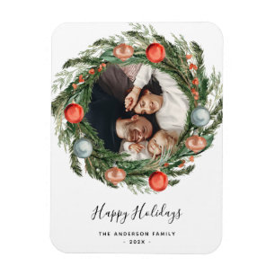 Christmas wreath photo magnet