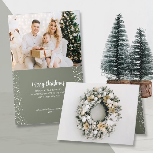 Christmas Wreath Photo Small Folded Holiday Card