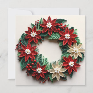 Christmas wreath quill holiday greeting card