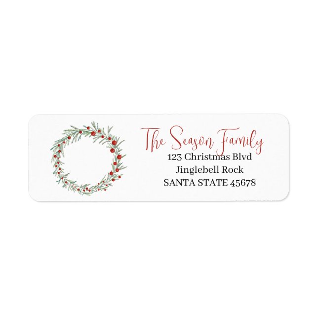 Christmas wreath red berries label (Front)