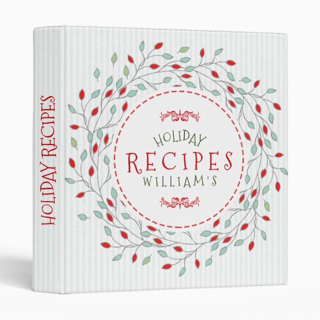 Christmas Wreath Red & Green Binder (Front/Spine)