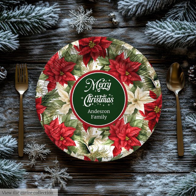 Christmas Wreath Red Green Modern Paper Plates  (Christmas Wreath Red Green Modern Paper Plates )