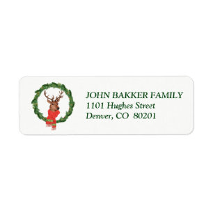 Christmas Wreath Reindeer Label