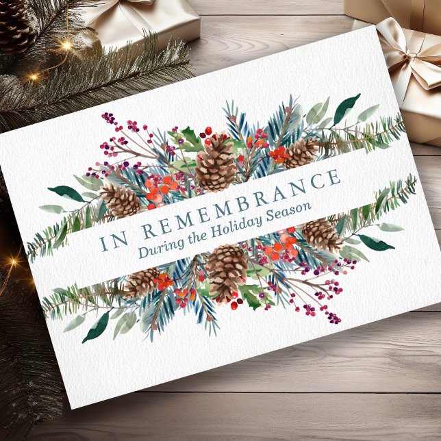 Christmas Wreath Remembrance Sympathy Holiday Card (Christmas Wreath In Remembrance Sympathy Bereavement Memorial Holiday Card)
