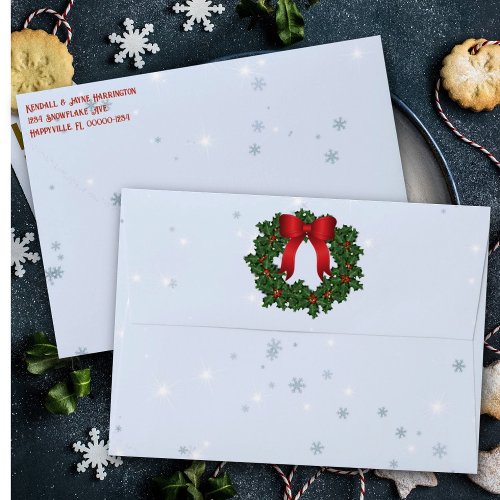 Christmas Wreath Return Address Decorated Envelope