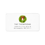 Christmas Wreath Return Address Label<br><div class="desc">Rustic return address label for the Christmas season featuring watercolor illustration of a wreath with red ribbon.</div>