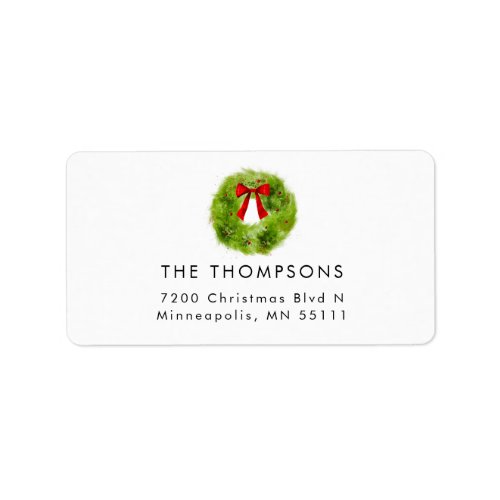 Christmas Wreath Return Address Label