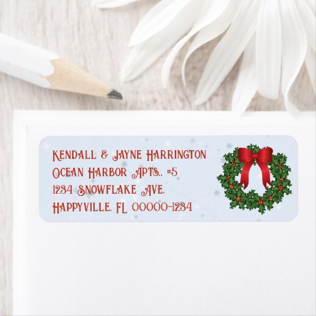 Christmas Wreath Return Address Labels (Insitu)