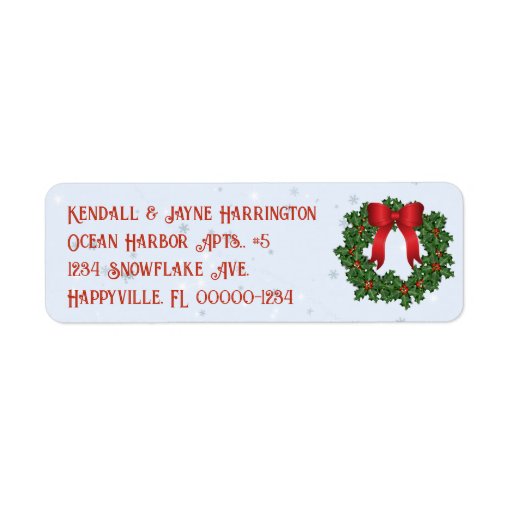 Christmas Wreath Return Address Labels Zazzle 8634