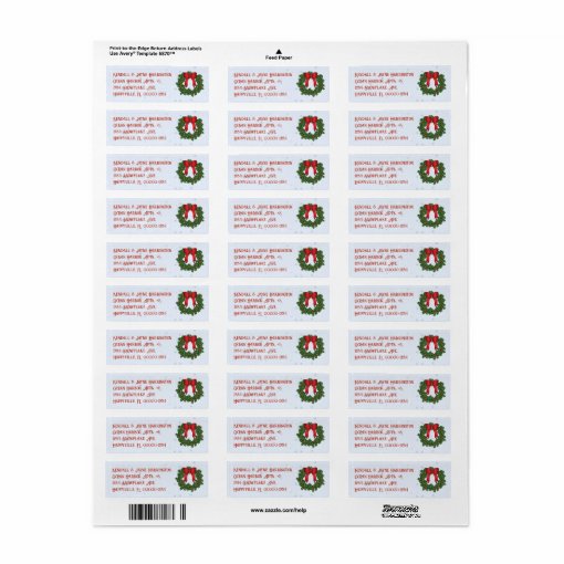 Christmas Wreath Return Address Labels Zazzle 8289