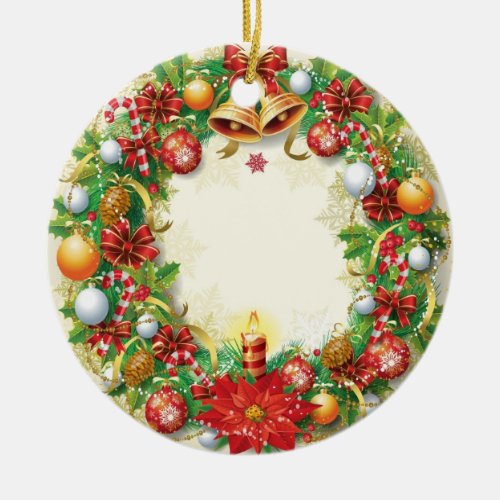 Christmas Wreath Round Ornament