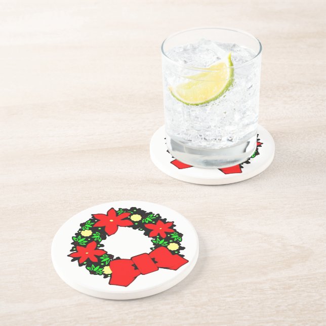 Christmas Wreath Sandstone Coaster (Side)
