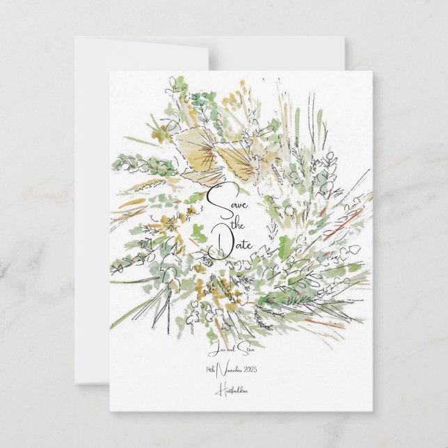 Christmas Wreath save the date Invitation (Front)