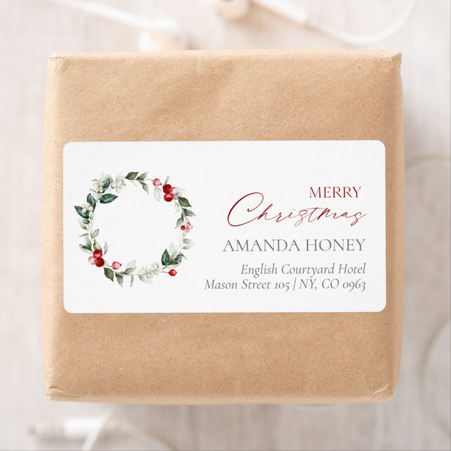 Christmas Wreath Shipping Label (Insitu)