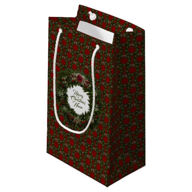 Christmas Wreath  Small Gift Bag (Front Angled)