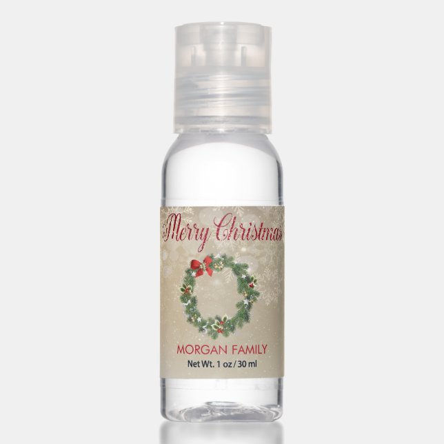 Christmas Wreath Snowflakes Travel Bottle Set Hand Sanitizer (Front)