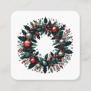 Christmas Wreath Square Business Card