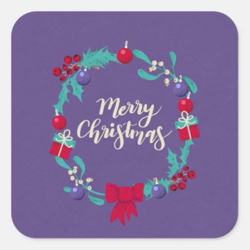 Christmas Wreath Square Sticker