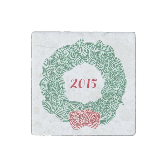 Christmas Wreath Stone Magnet (Front)