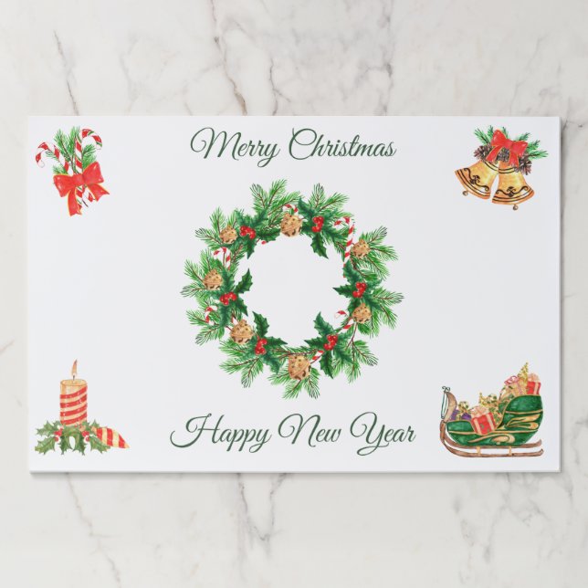 Christmas Wreath Tearaway Paper Placemats (Front)