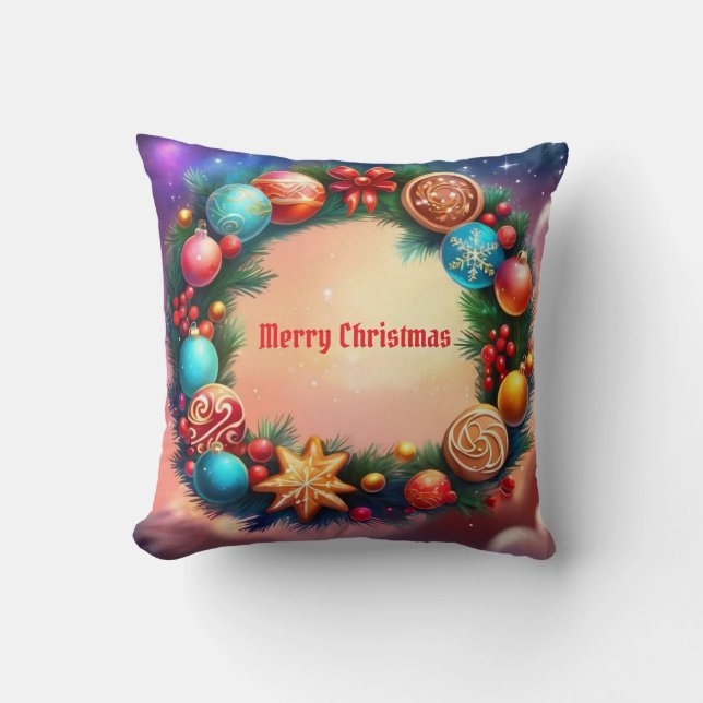 Christmas Wreath Throw Pillow (Front)