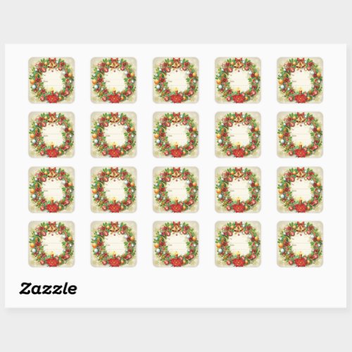 Christmas Wreath ToFrom Square Stickers