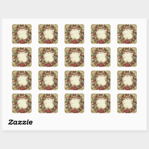 Christmas Wreath ToFrom Square Stickers