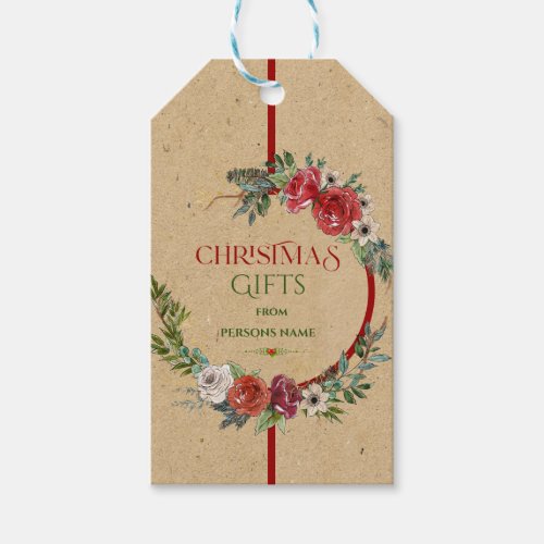Christmas wreath typography paper texture medium gift tags