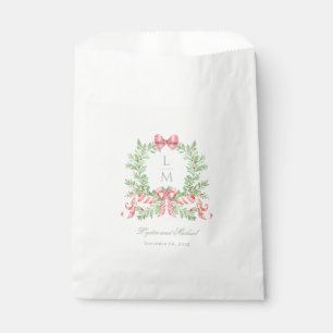 Christmas Wreath w Candy Cane Bow Monogram Favor Bag