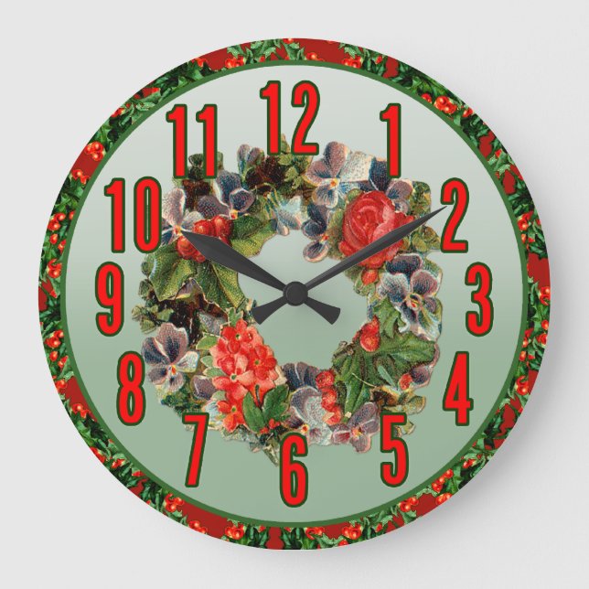 Christmas Wreath Wall Clock (Front)