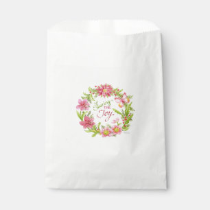 Christmas Wreath Watercolor Flowers Favor Bag