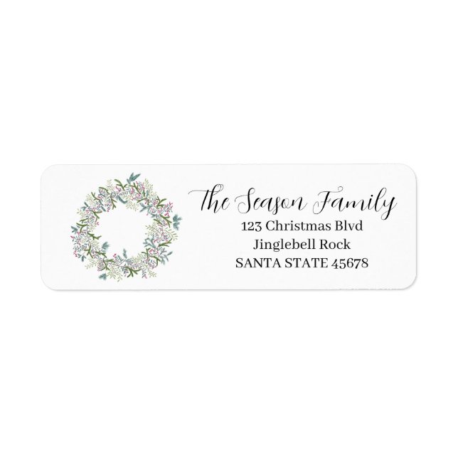 Christmas Wreath watercolor Label (Front)