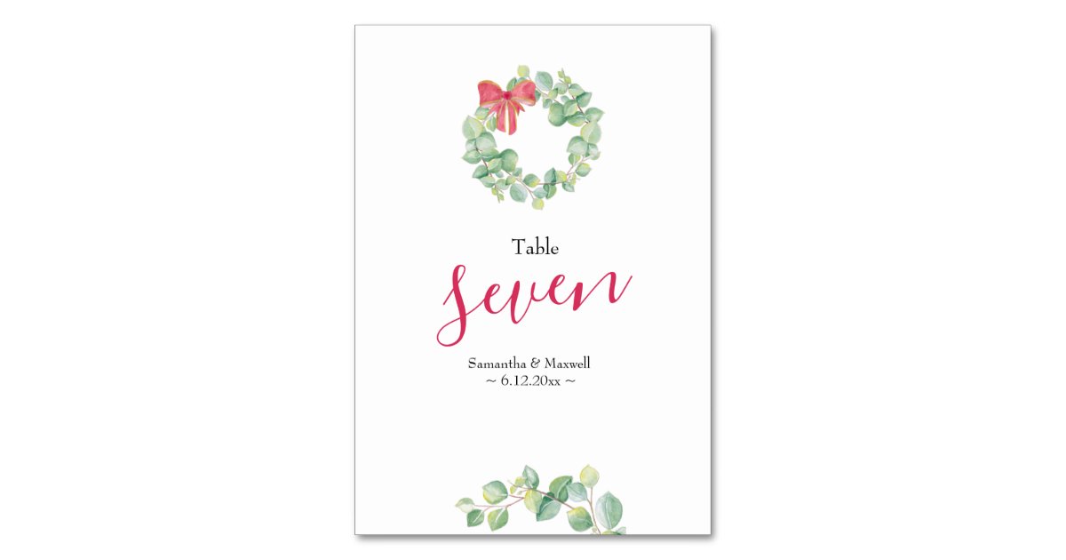 Christmas Wreath Wedding Table Number | Zazzle