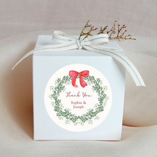 Christmas Wreath  Whimsical Holiday Wedding Classic Round Sticker