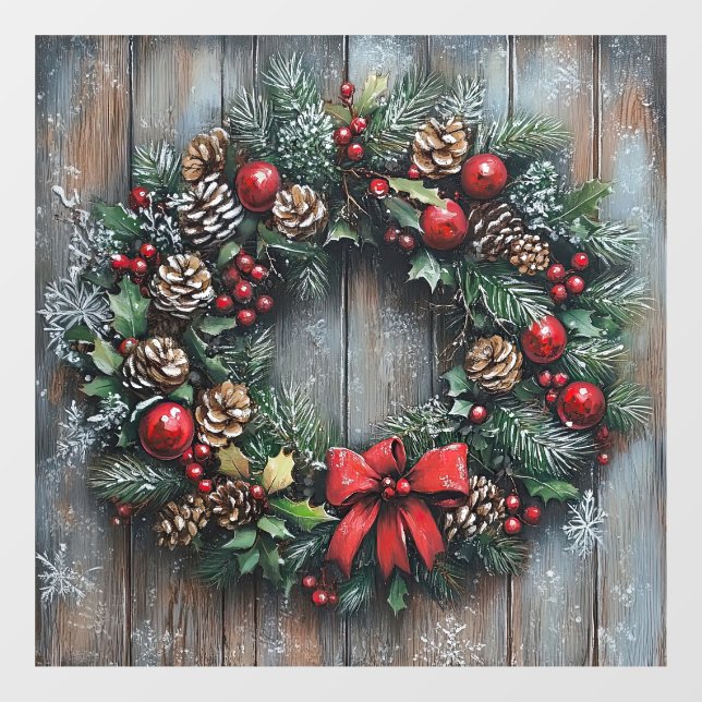Christmas Wreath Window Cling (Sheet)