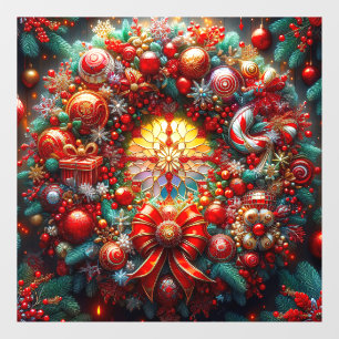 Christmas Wreath Window Cling