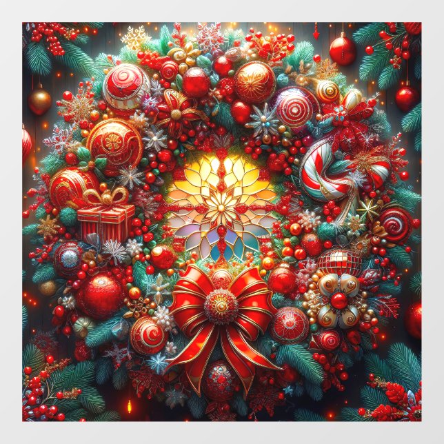 Christmas Wreath Window Cling (Sheet)
