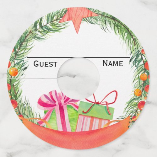 Christmas Wreath  Wine Marker Guest Identification Wine Glass Tag