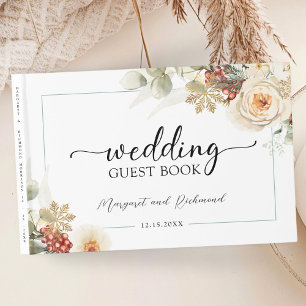 Christmas Wreath Winter Wedding Guest Book